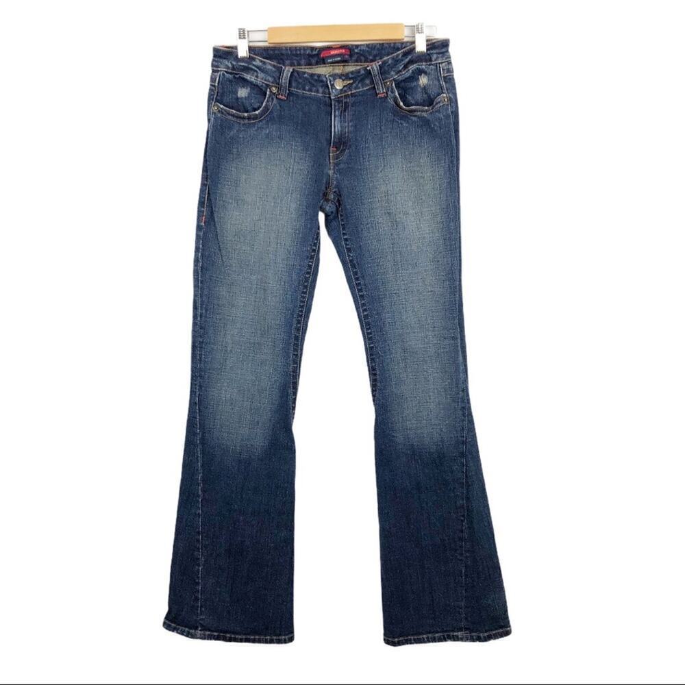 Bcbgmaxazria Flap Pocket Twisted Seam Flare Jeans Size 10